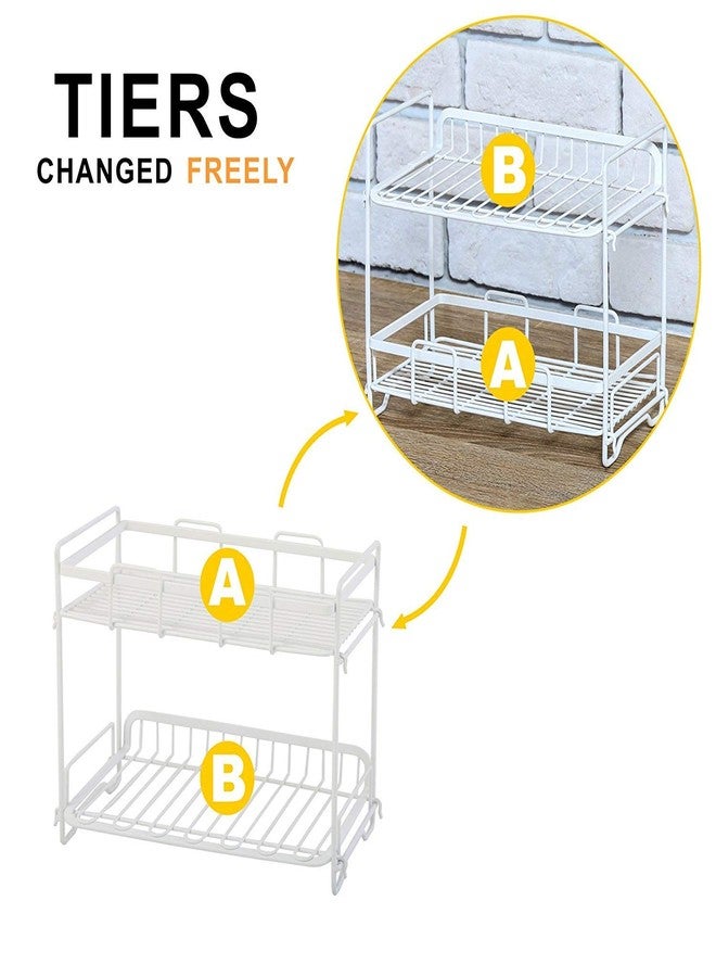 INDIAN DECOR Metal Rack, 2 Tier, White - Image 4
